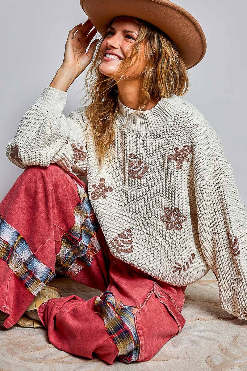 Christmas-Inspired Cozy Chenille Sweater Cropped Fit Top
