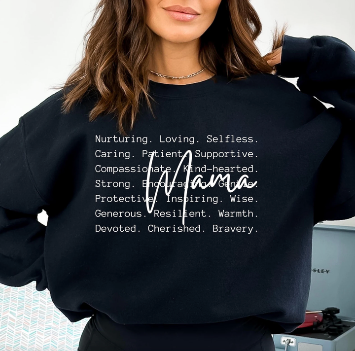 Mama Words Crewneck Sweatshirt : Black / X-Large