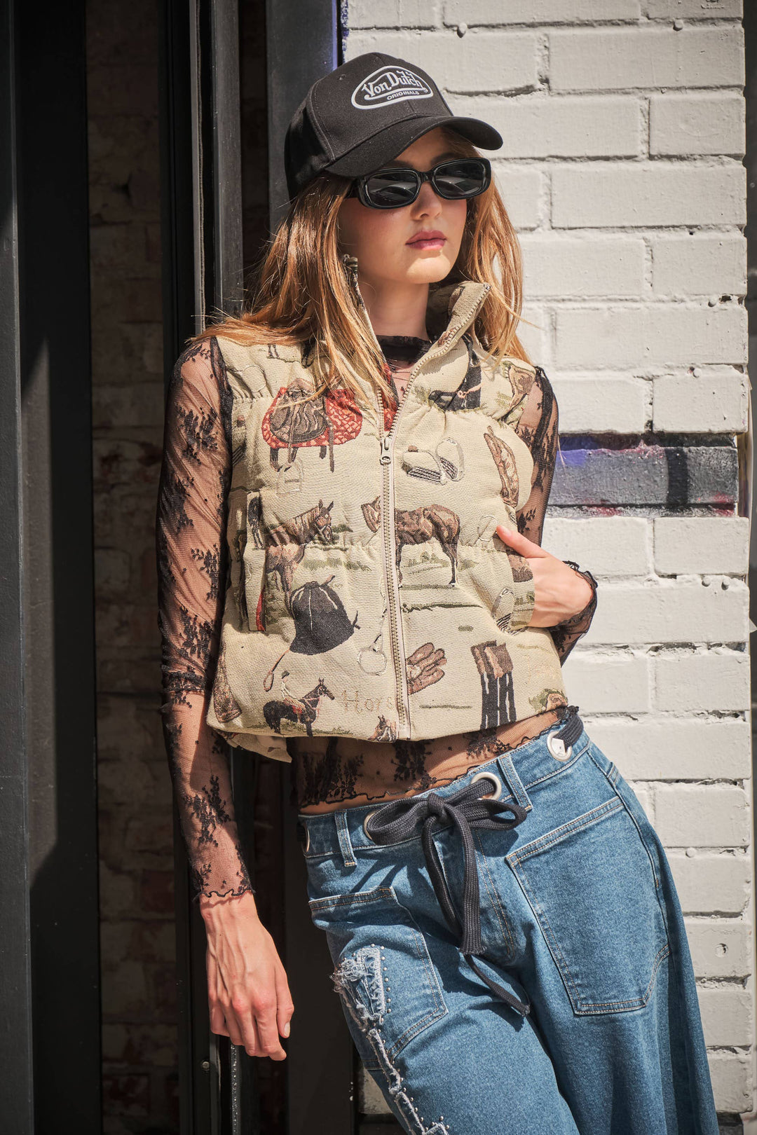 Western Jacquard Puffer Vest