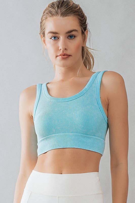 Mineral Wash Ribbed Scoop Neck Crop Tank Top: HAZEL / S-2/M-2/L-2
