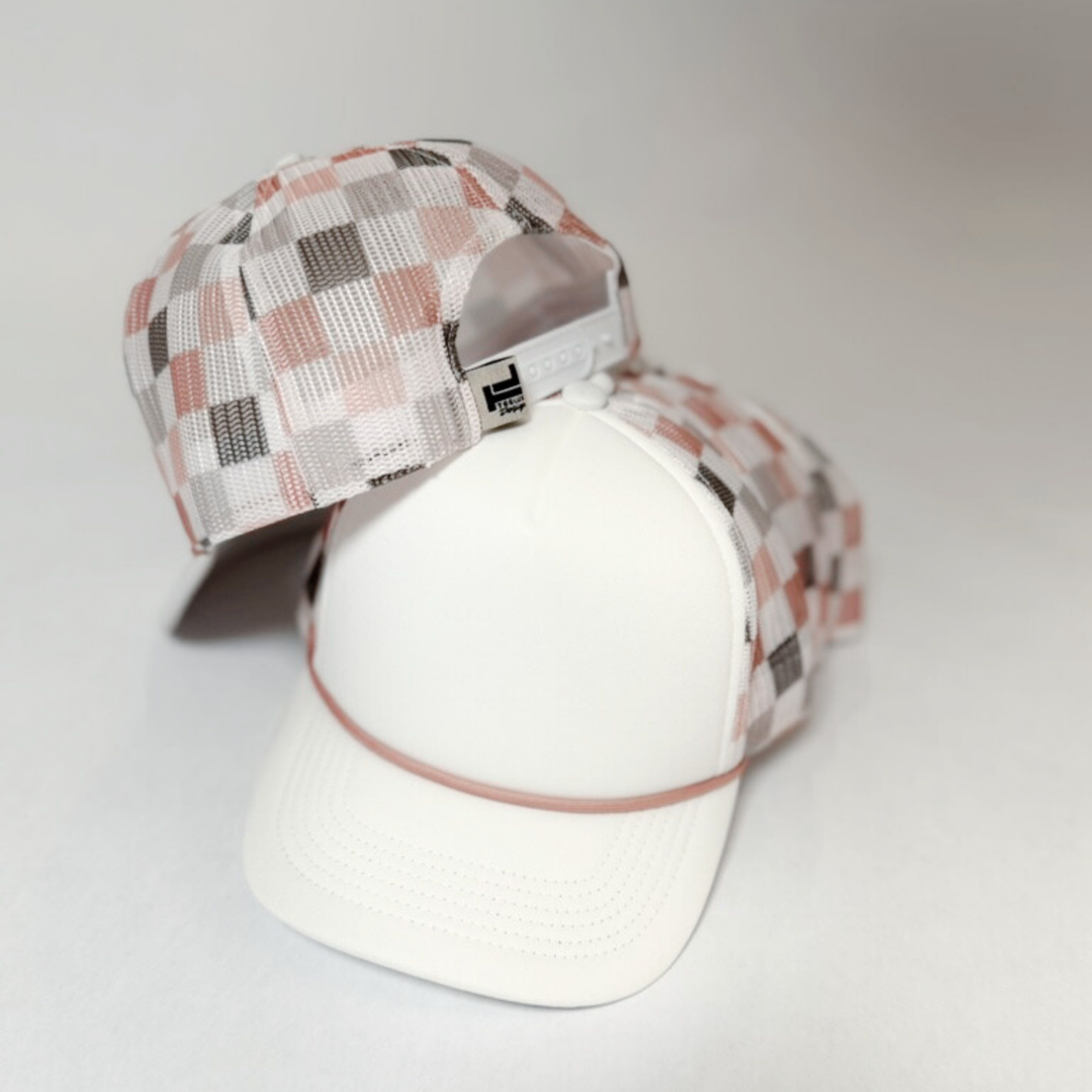TRUCKER HAT BLANK - Neutral Multicolored Checkered