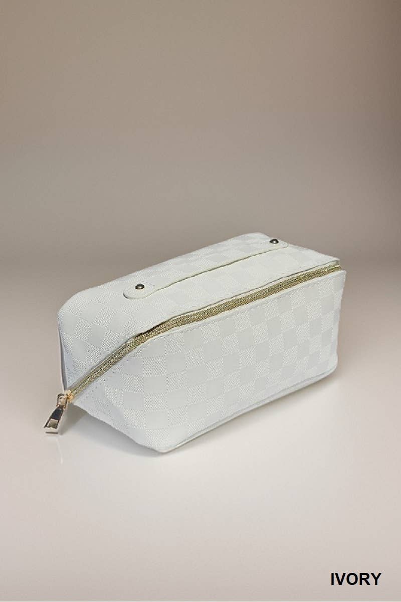 VEGAN LEATHER MAKEUP BAG SOLID BAG: PINK-167267 / OS