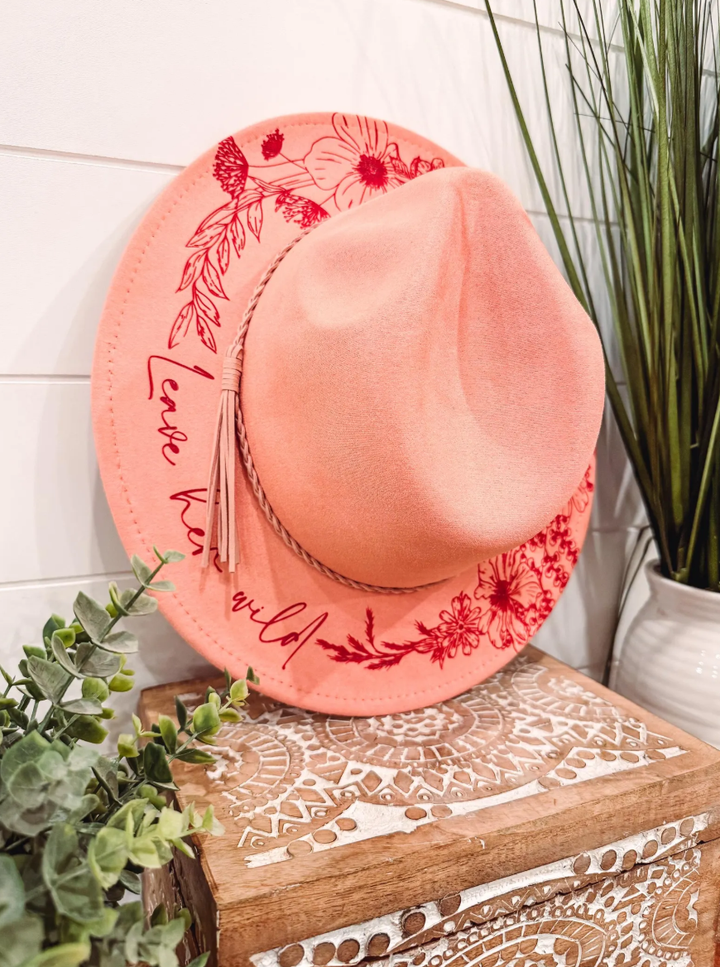 Youth Floral Burned Hat: Ivory