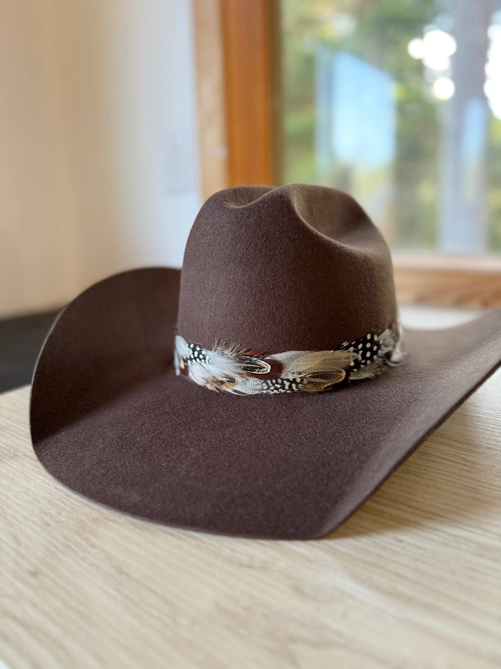 Feather Hat Band: Cream/Brown