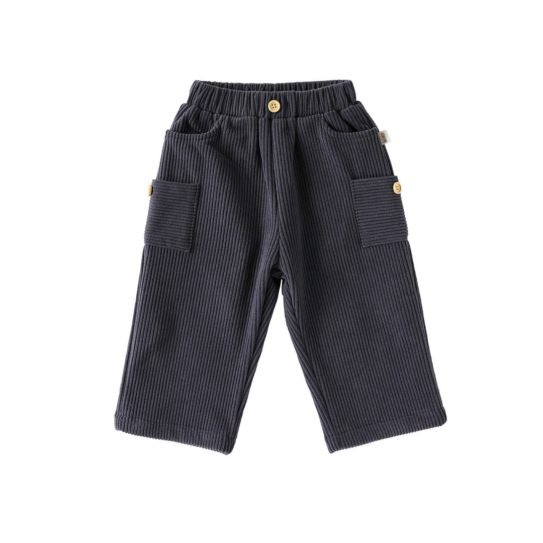 Spring and Autumn Arrival Baby Kids Unisex Solid Color Casual Corduroy Pants: Beige / 110 (3-5Y)