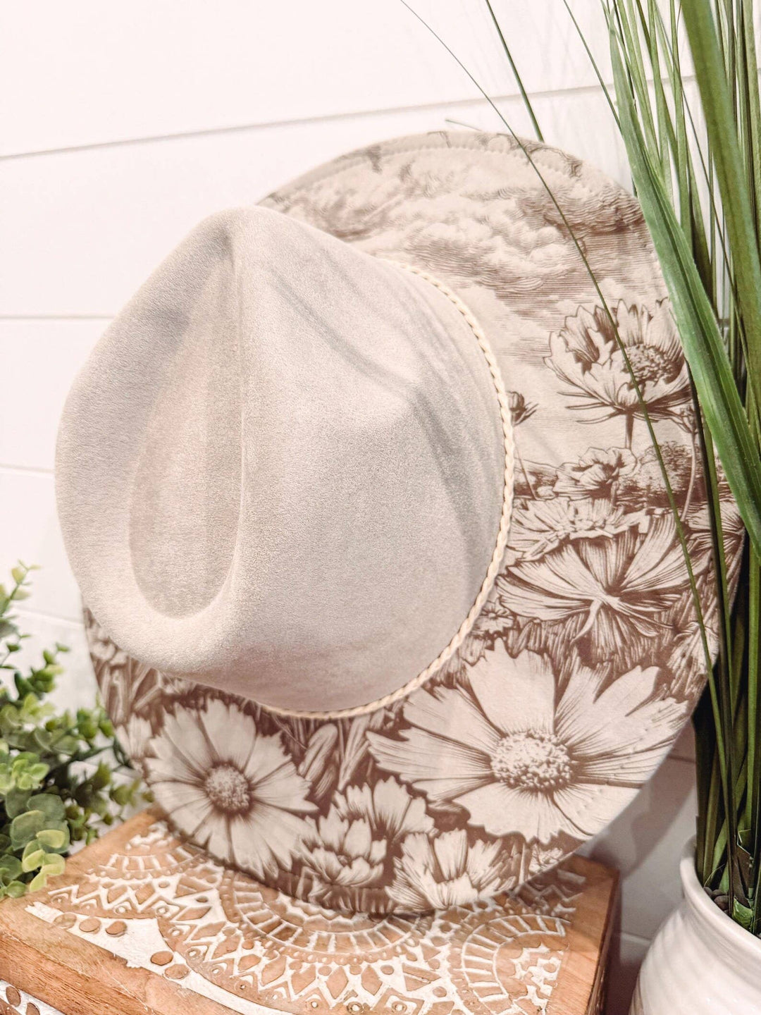 Engraved Wildflower Hat: Mustard