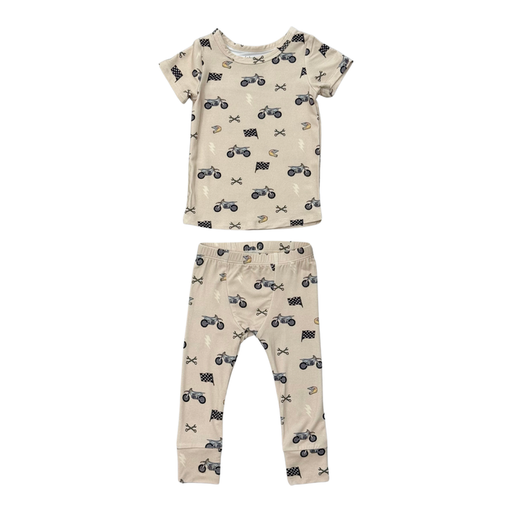 Babysprouts Short Sleeve Lounge Set: Dirt Bikes
