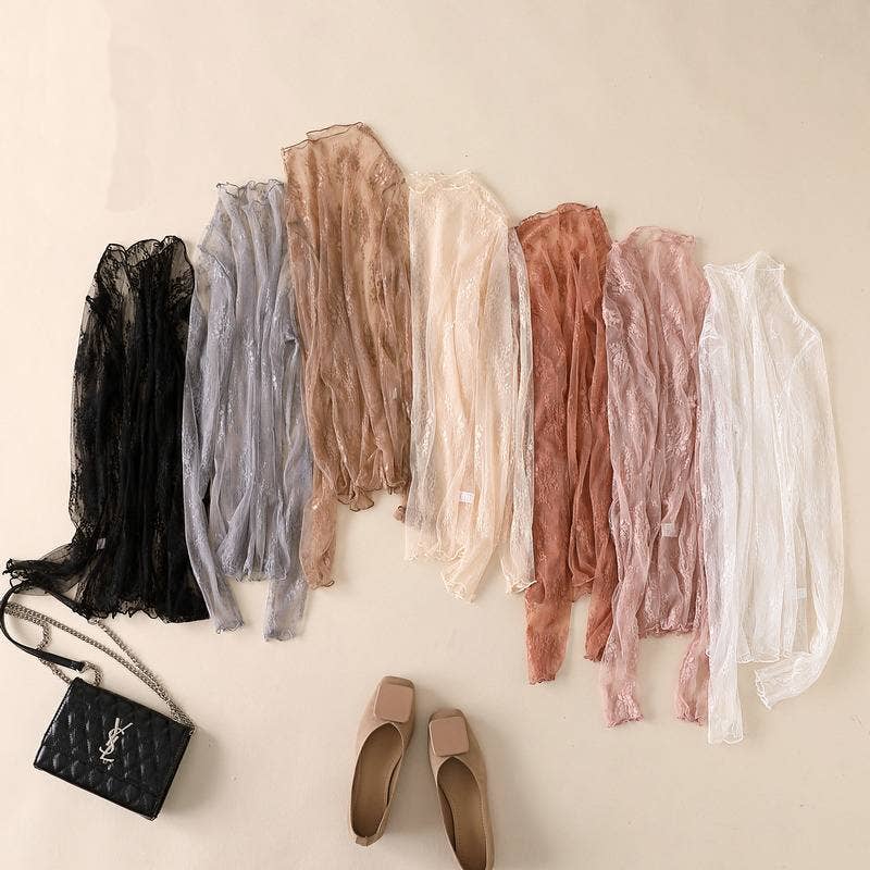 Semi Sheer Mesh Floral Lace Layering See Through Top: Nude / XL