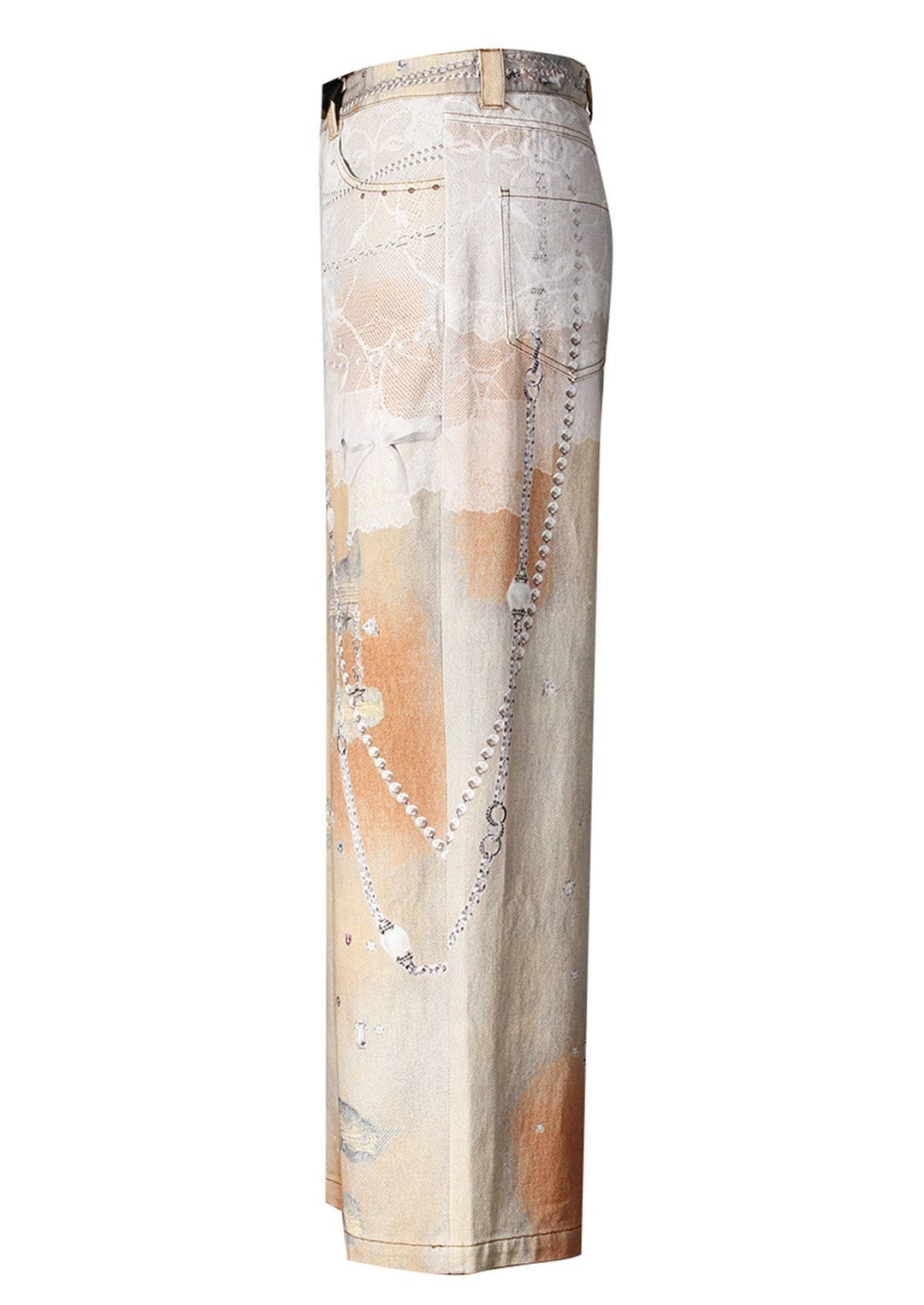 PT28 Retro Chain Print Loose Wide-Leg Dopamine Jeans: Color as pictures / English / L