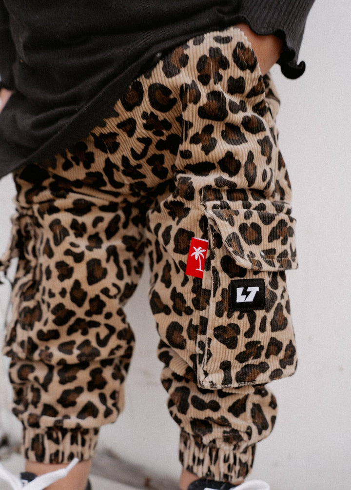Leopard Cord Kids Cargos