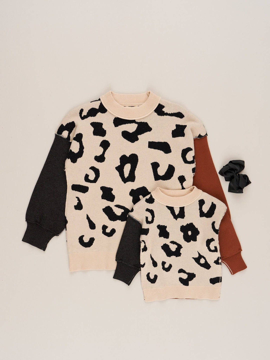 Mom & Me Tan Leopard Mock Neck Sweater: Girl / XL(5yrs)