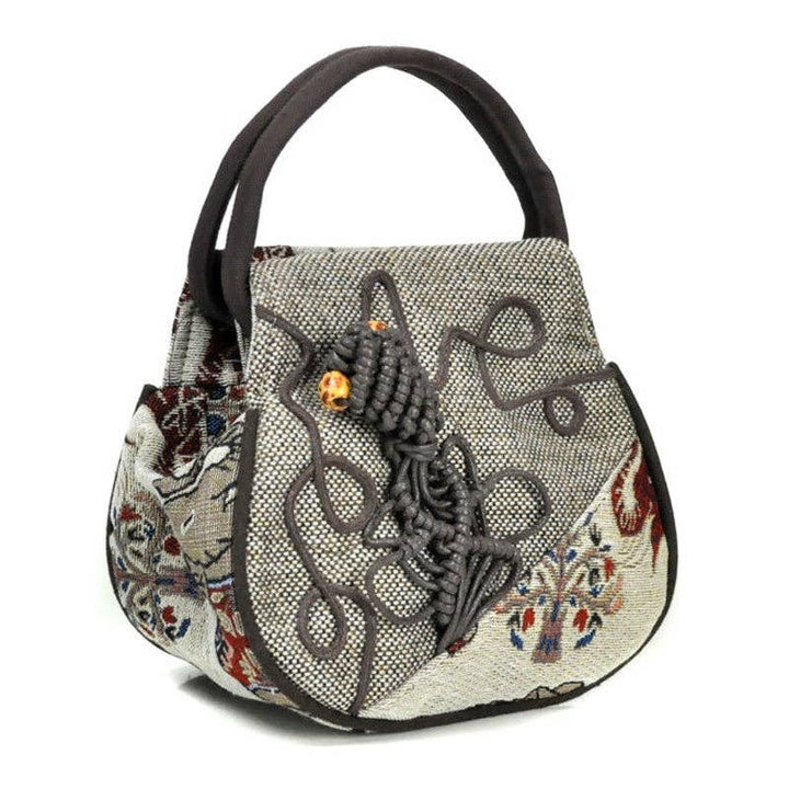 Handmade Mini Jute Tote Bag With Embroidery: WHITE
