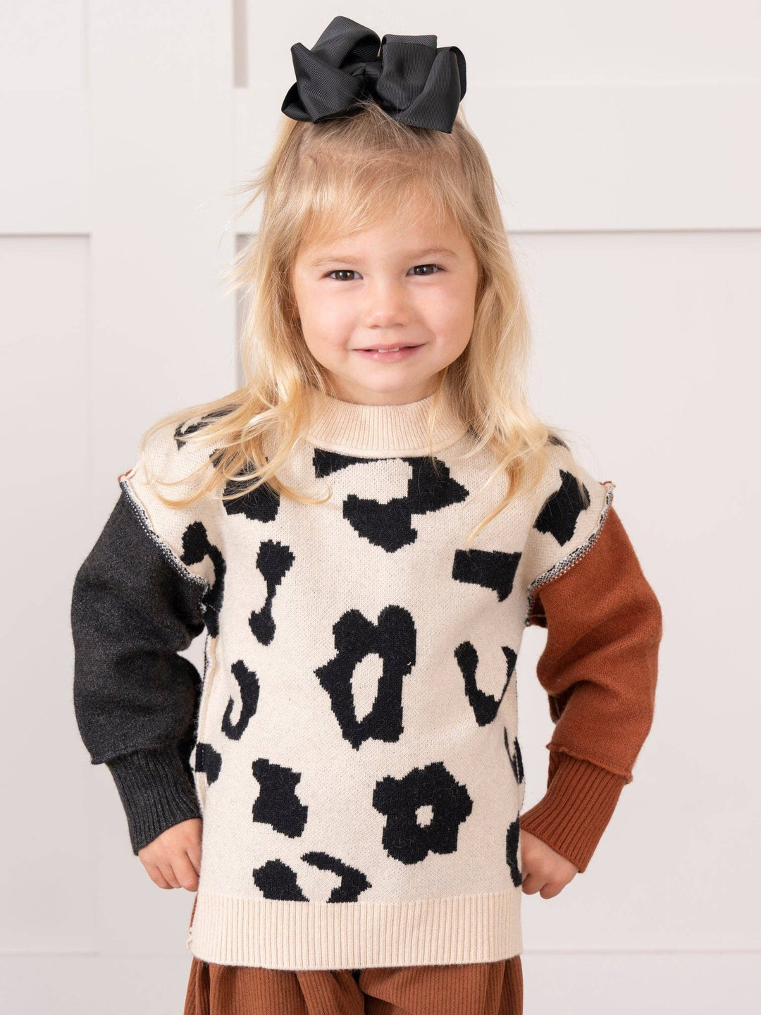 Mom & Me Tan Leopard Mock Neck Sweater: Girl / XL(5yrs)