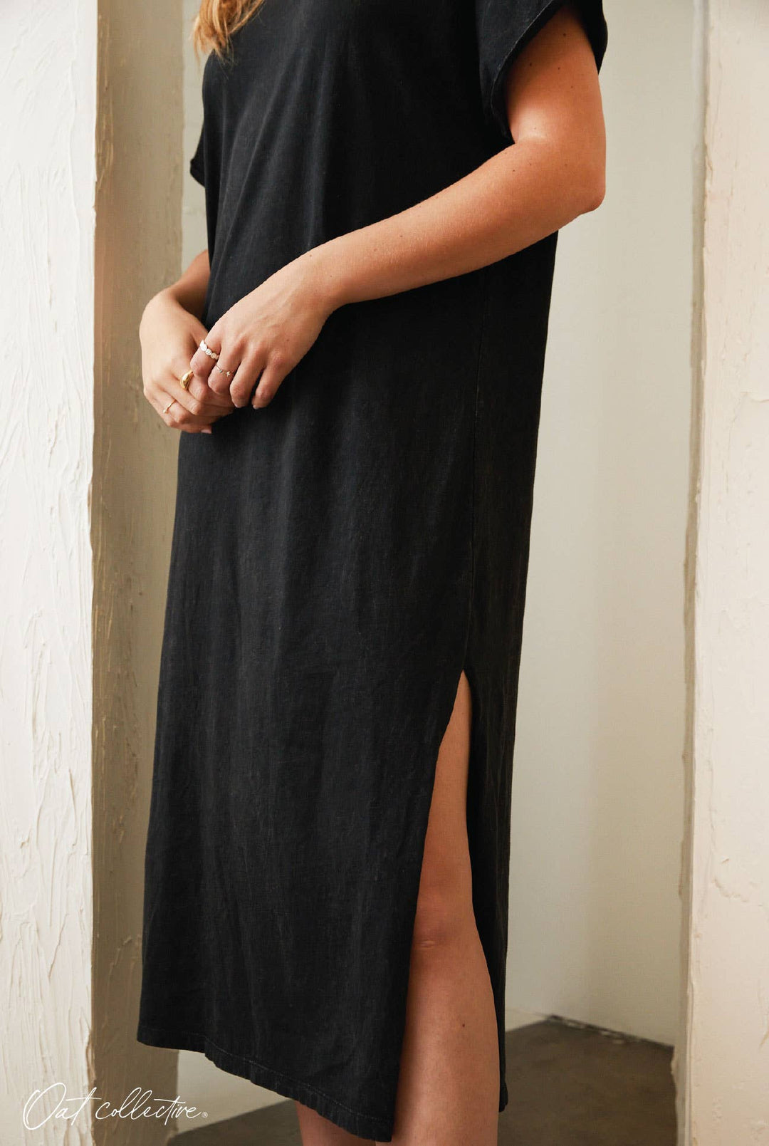 FOREVER CHASING SUNSETS Mineral Washed Graphic Dress : DENIM BLUE / SMALL/MEDIUM