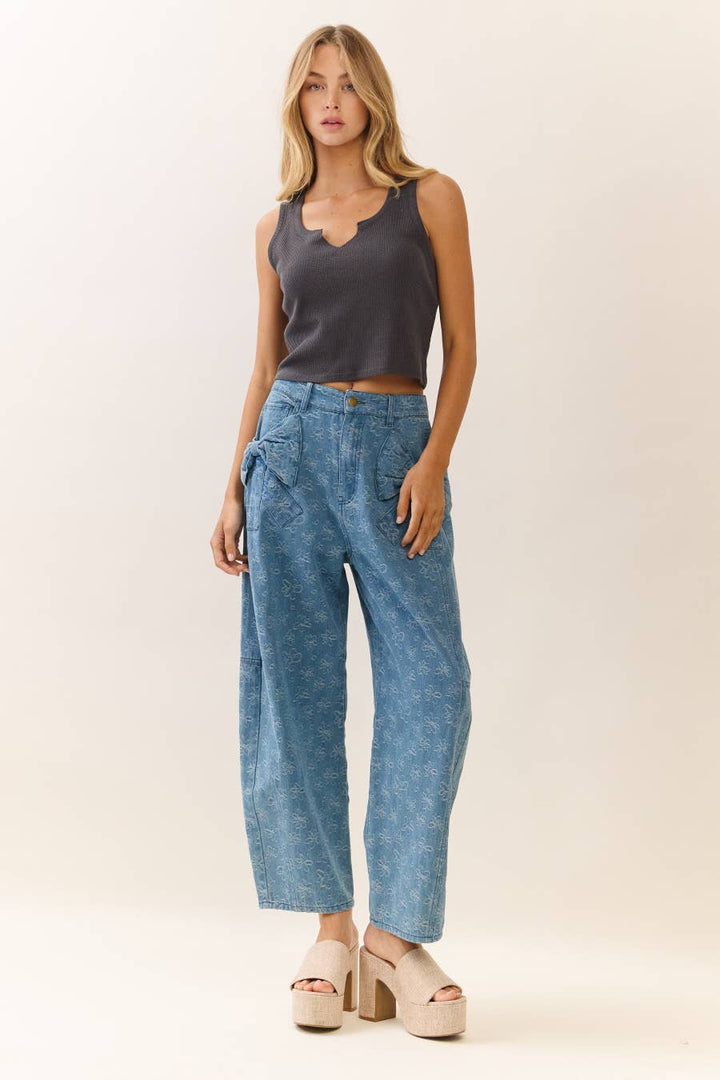 Washed Denim Pants