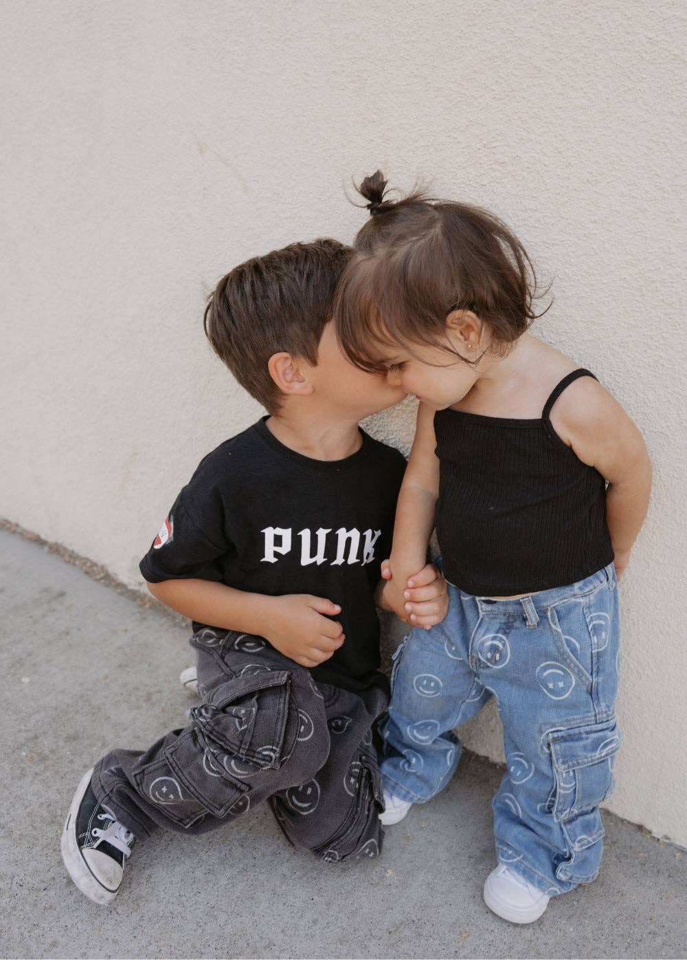 Smiley Face Baggy Jeans Black: 2T