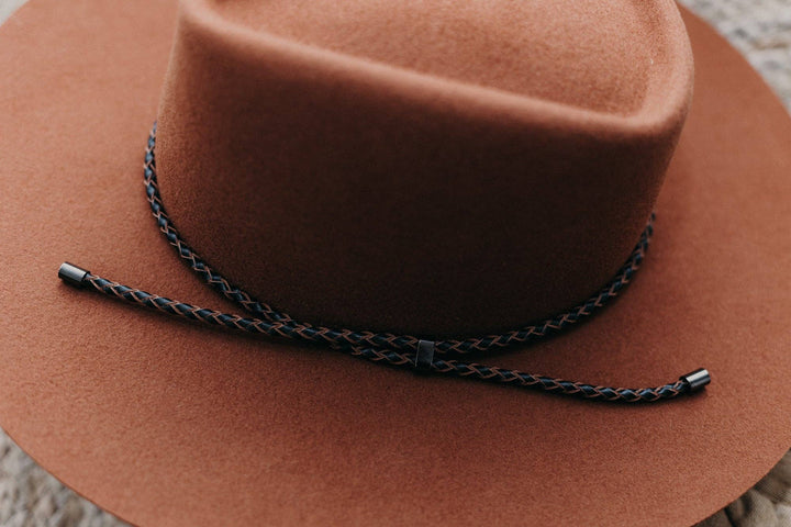 Genuine Leather Braided Hat Band: Black Brown