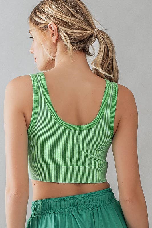 Mineral Wash Ribbed Scoop Neck Crop Tank Top: HAZEL / S-2/M-2/L-2