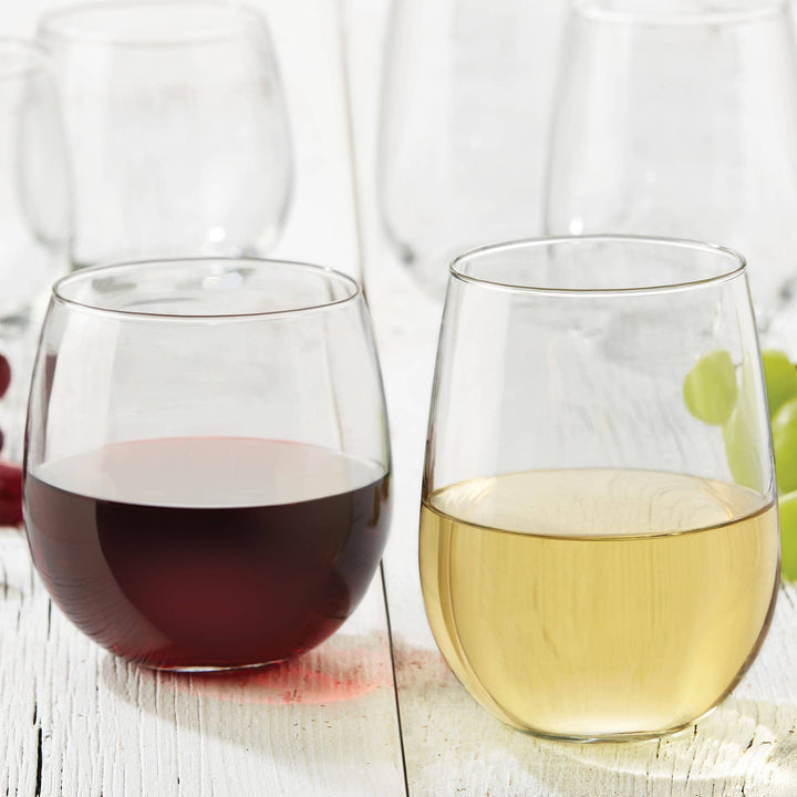Libbey Stemless 12-Piece Red & White Wine Glass Party Set