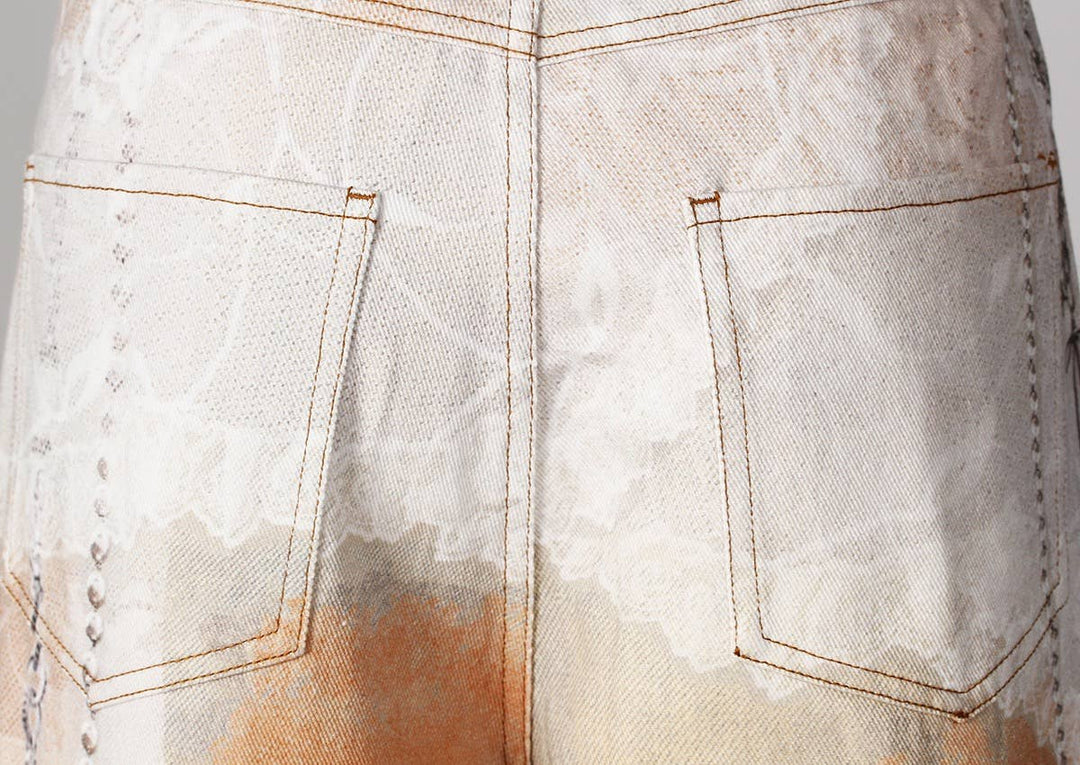 PT28 Retro Chain Print Loose Wide-Leg Dopamine Jeans: Color as pictures / English / S