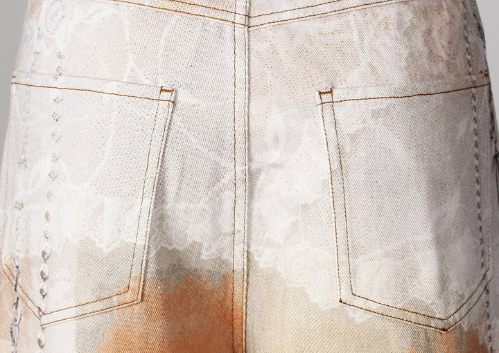 PT28 Retro Chain Print Loose Wide-Leg Dopamine Jeans: Color as pictures / English / S