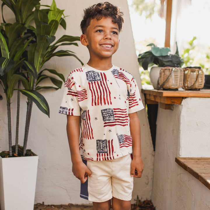 American Flag Boys Tee & Shorts Set
