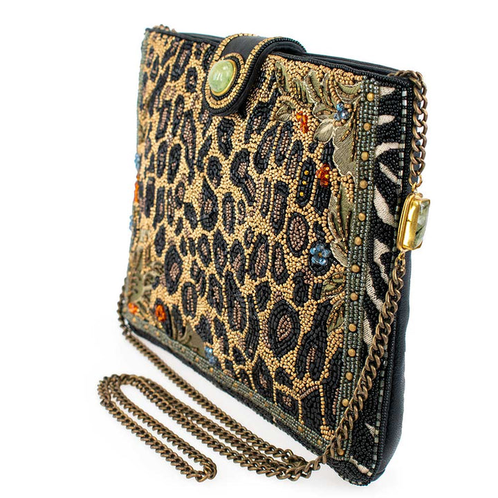 Untamed Beaded Animal Print Crossbody Handbag