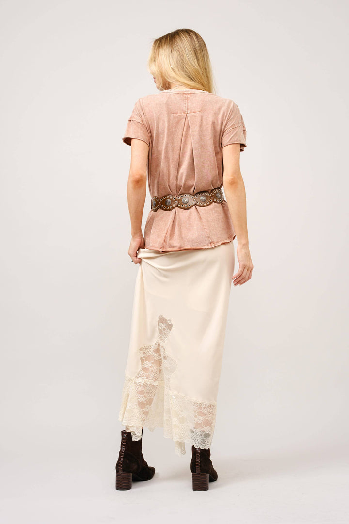23376T -  Embroidered Shoulder Western Yoke T-Shirt: OFF WHITE / M