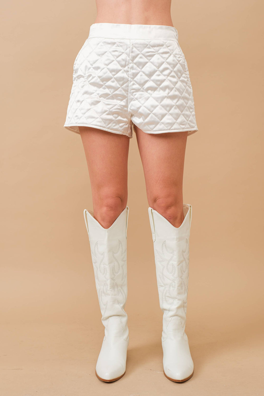 61234SET Quilted Crop Pocket Bomber Jacket w/ Matching Set: BROWN / M