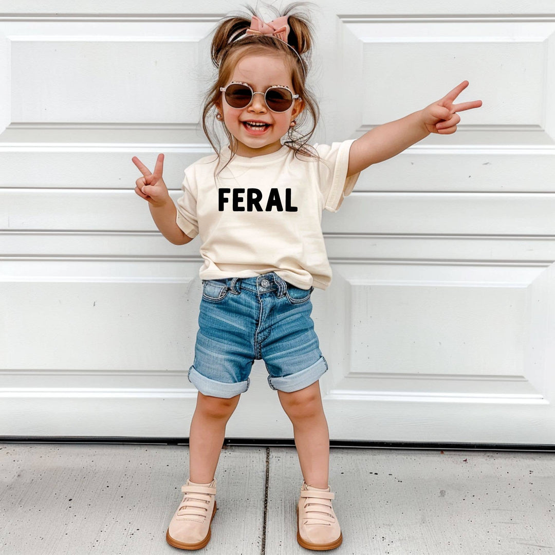 Nearly Feral TShirt for Wild Child, Nearly Feral Toddler  : Natural / Nearly Feral / 4T