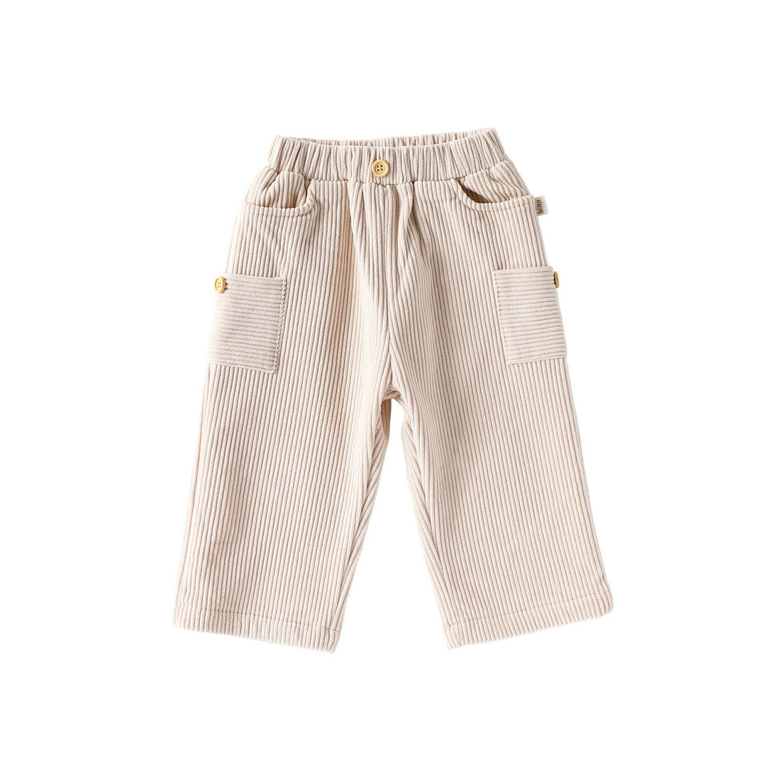 Spring and Autumn Arrival Baby Kids Unisex Solid Color Casual Corduroy Pants: Grey / 90 (12-24M)