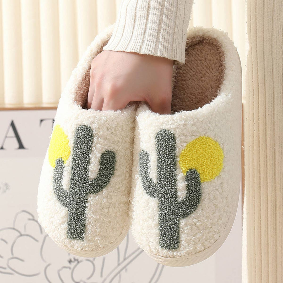 CACTUS PATTERN WARM COTTON SLIPPERS
