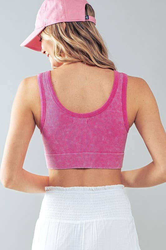 Mineral Wash Ribbed Scoop Neck Crop Tank Top: HAZEL / S-2/M-2/L-2