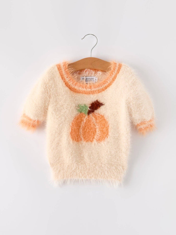 Fall Pumpkin Orange Girls Pullover Sweater
