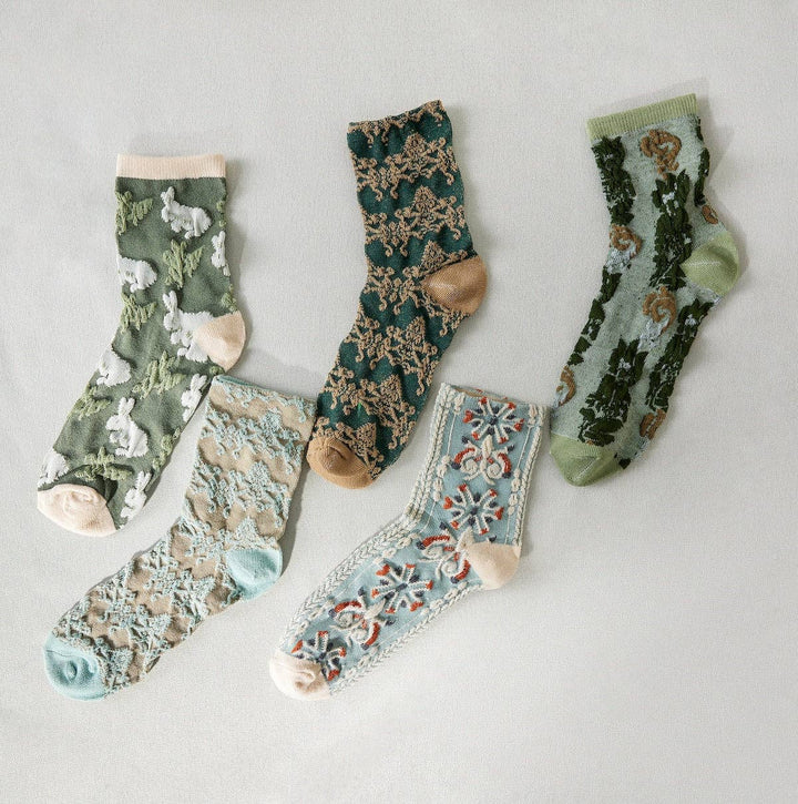 Rufia - Retro Embossed Women's Socks: 4 / One Size
