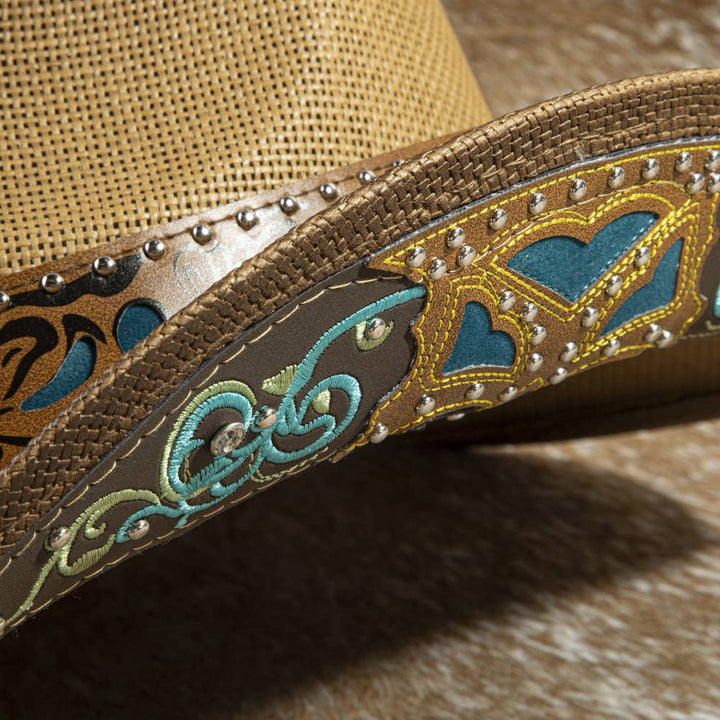 Studded Tooled Band Western Cowboy Hat