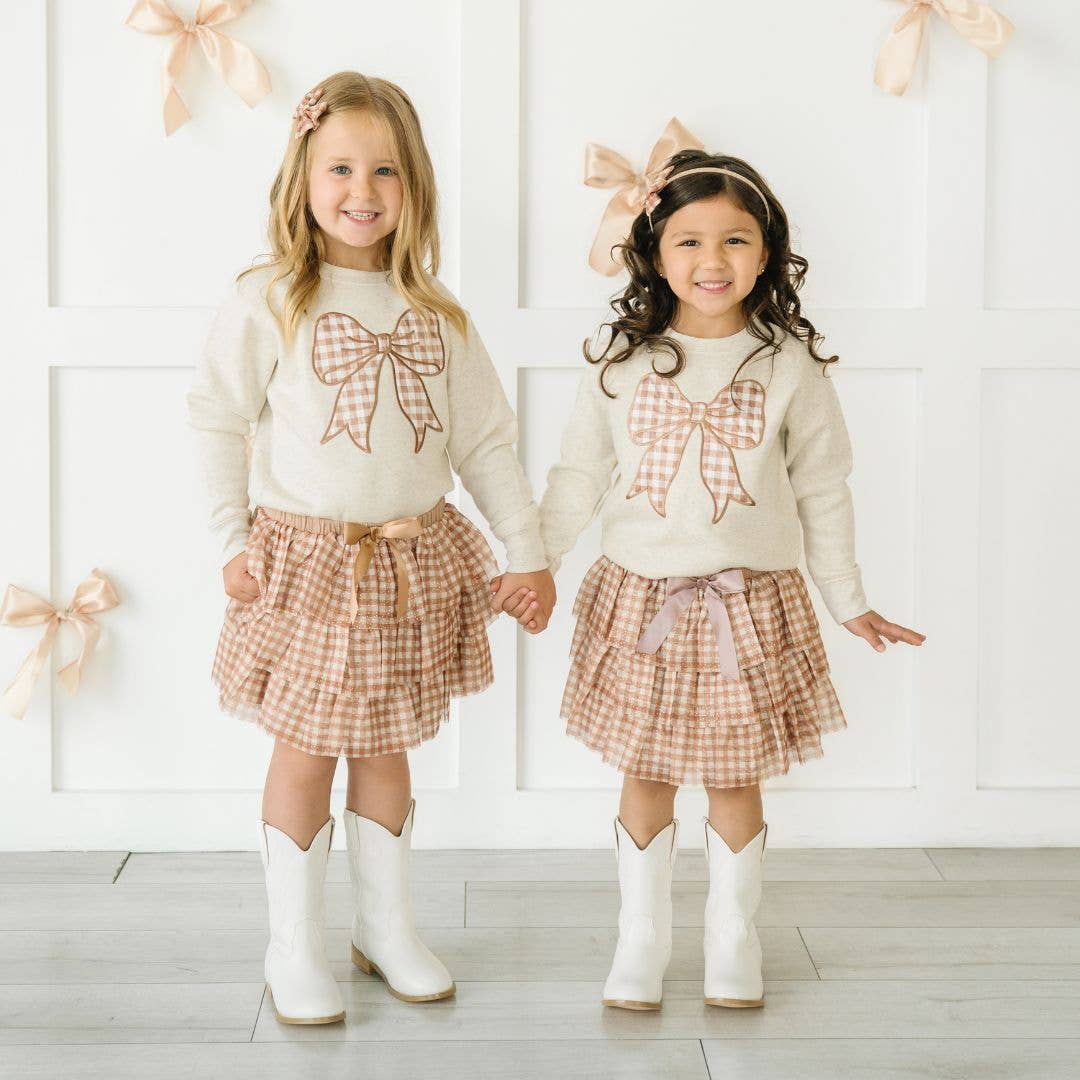 Gingham Printed Tulle Bow Clip Set - Hair Bows - Accessories