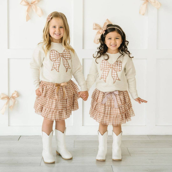 Gingham Printed Tulle Bow Clip Set - Hair Bows - Accessories
