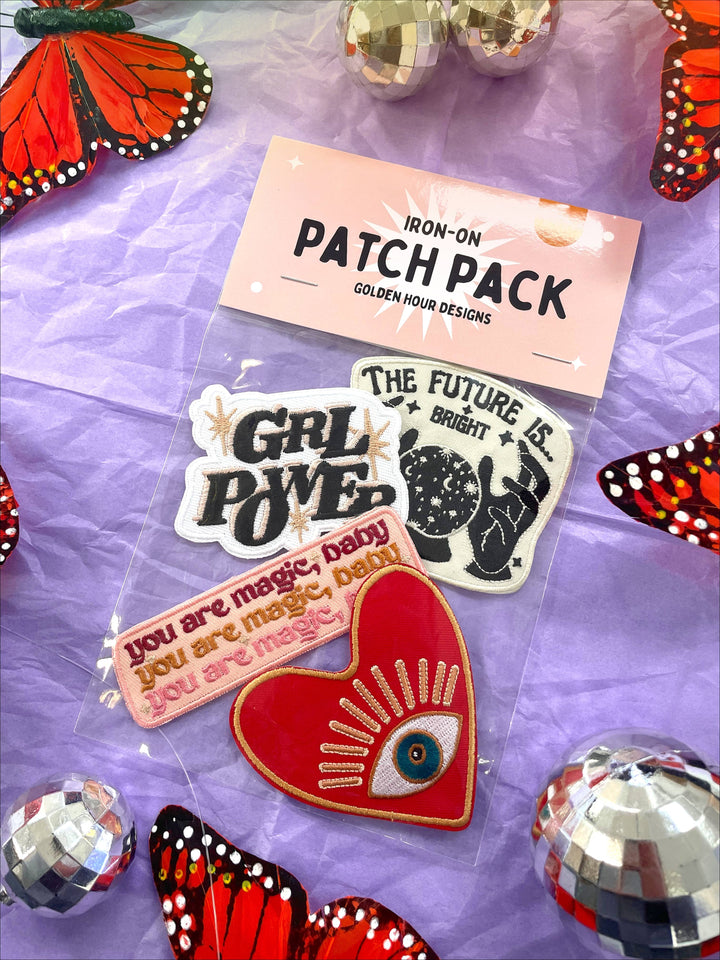 Red Heart Evil Eye Embroidered Iron On Patch - Boho, Trendy