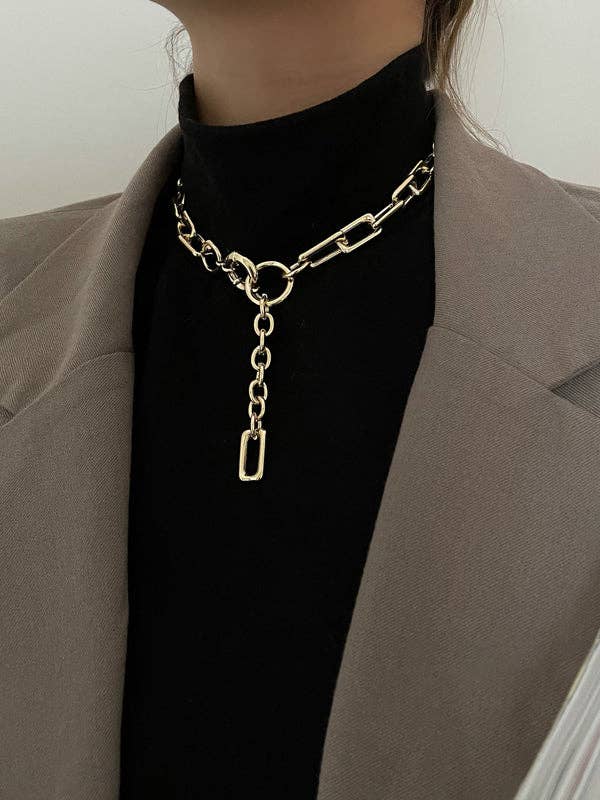 Simple Normcore Chain Necklace: SILVER/ FREE SIZE