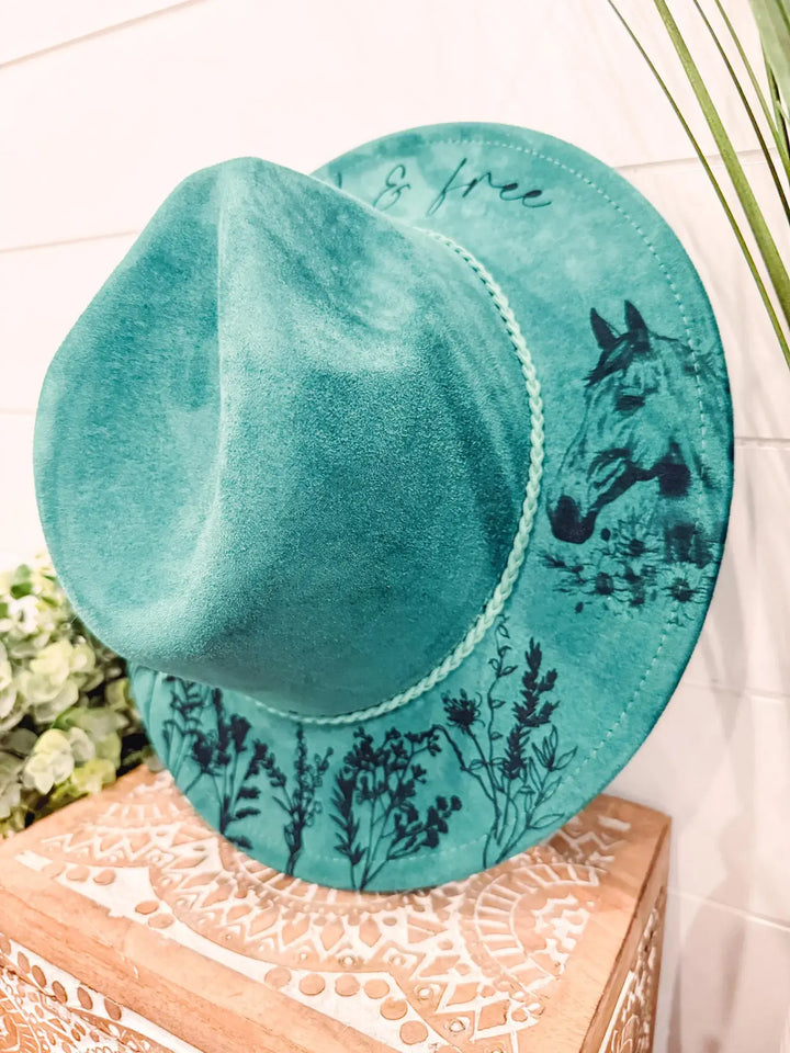 Youth Floral Burned Hat: Camel