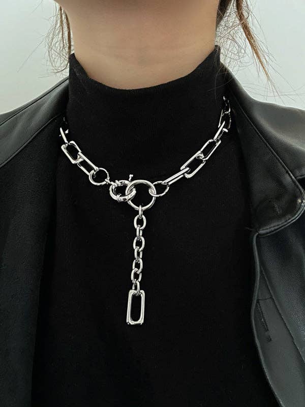 Simple Normcore Chain Necklace: SILVER/ FREE SIZE