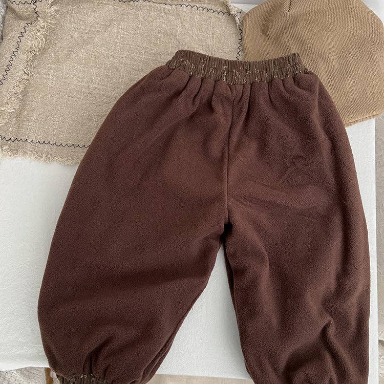 Baby Girl Ditsy Flower Pattern Corduroy Fabric Loose Thickened Pants In Winter: Coffee / 90 (12-24M)