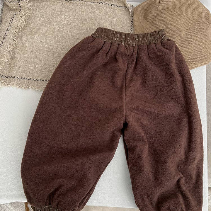 Baby Girl Ditsy Flower Pattern Corduroy Fabric Loose Thickened Pants In Winter: Coffee / 100 (2-3Y)