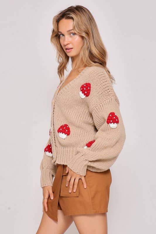 Mushroom Cardigan: TAUPE