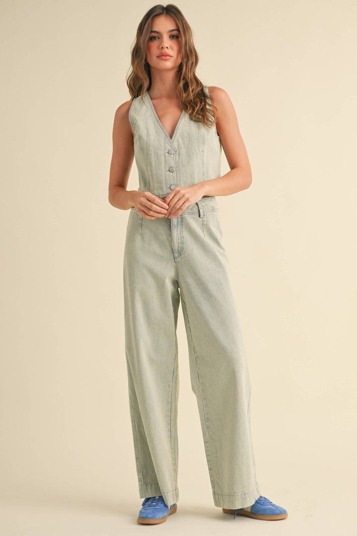 FADED STRIPE PATTERN PANTS: BLUE STRIPE
