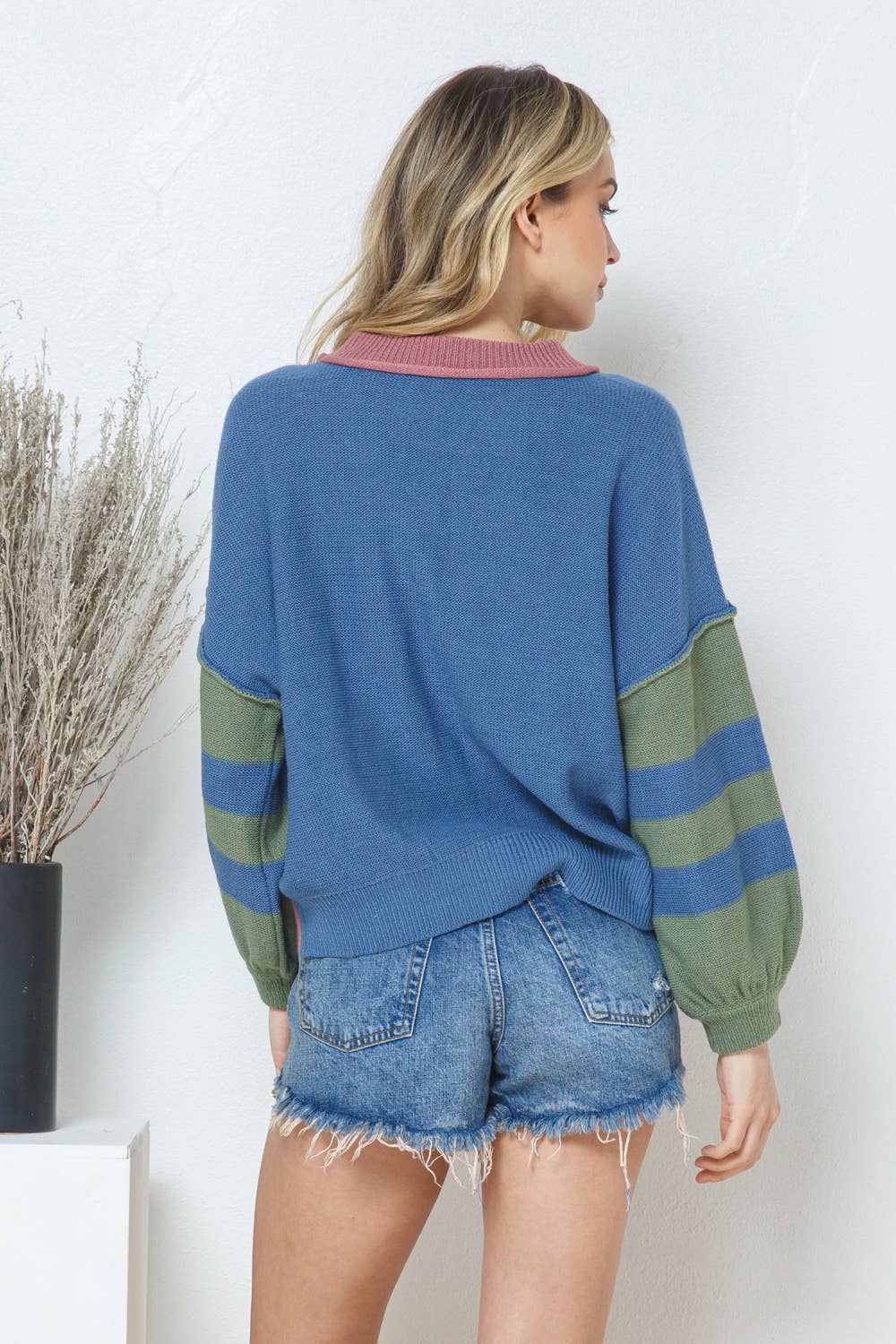 Crew Neck Color Block Sweater