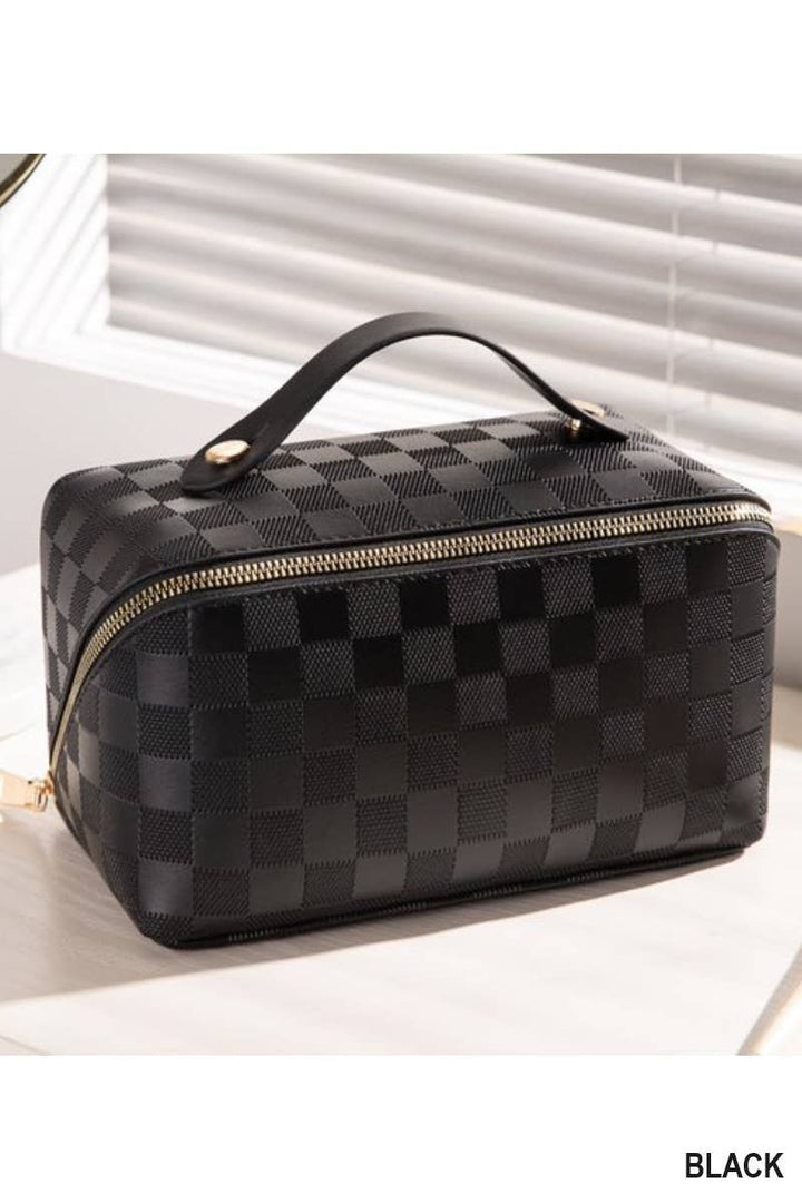 VEGAN LEATHER MAKEUP BAG SOLID BAG: PINK-167267 / OS