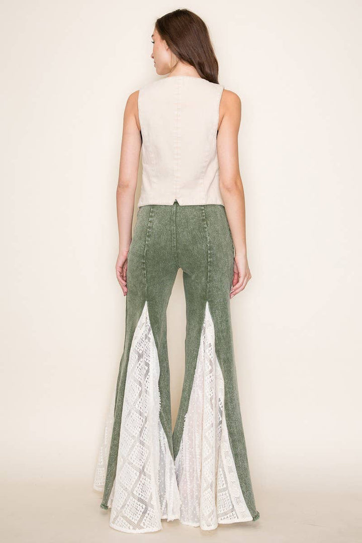LACE DETAIL WIDE LEG JEANS