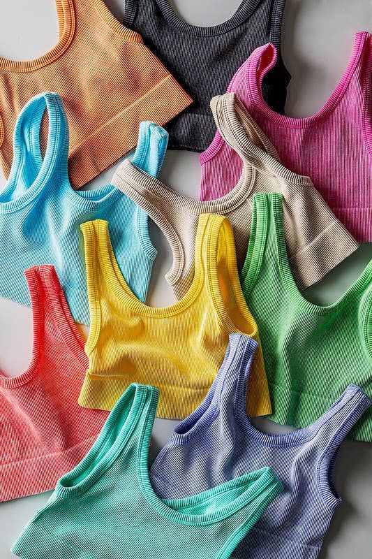 Mineral Wash Ribbed Scoop Neck Crop Tank Top: HAZEL / S-2/M-2/L-2